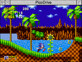 Sonic the Hedgehog running on PicoDrive